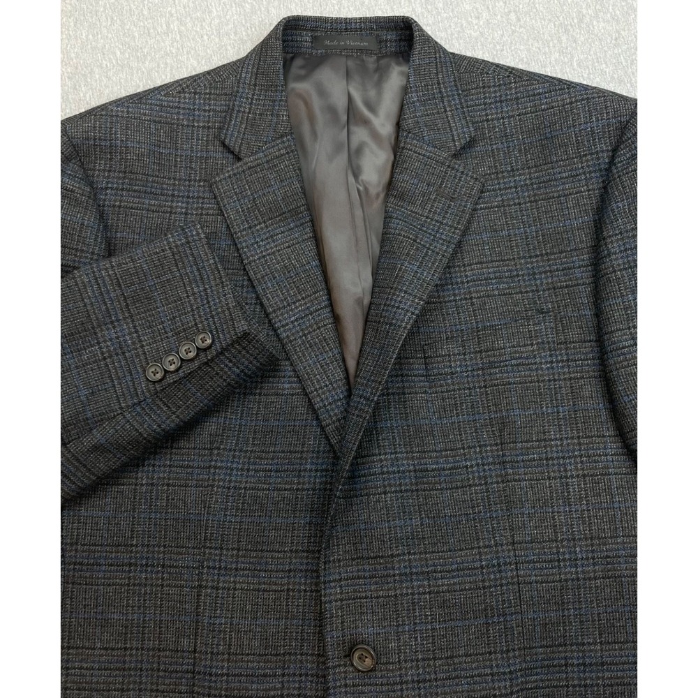 Lauren Ralph Lauren Blazer Mens 44L Gray Plaid 100% Wool 2-Button Single Breast
